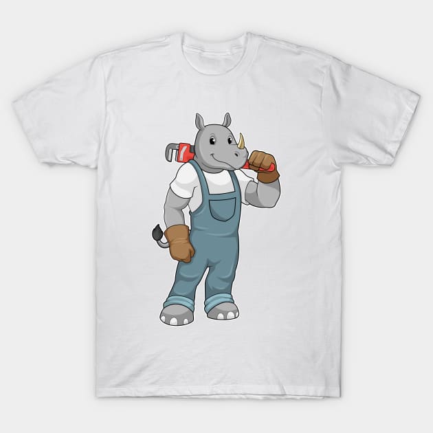 Rhino as Handyman with Water pump pliers T-Shirt by Markus Schnabel